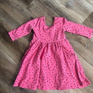 Hanna Andersson Pink and Black Polka Dot Long Sleeve Dress size 4T/100